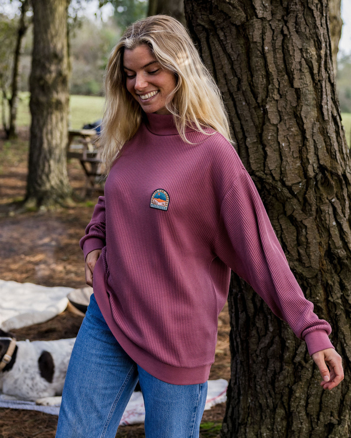 Flourish Roll Neck Top - Crushed Berry - Lifestyle