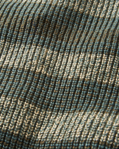 Fog Knitted Jumper - Dark Olive Multi Stripe - Flatlay