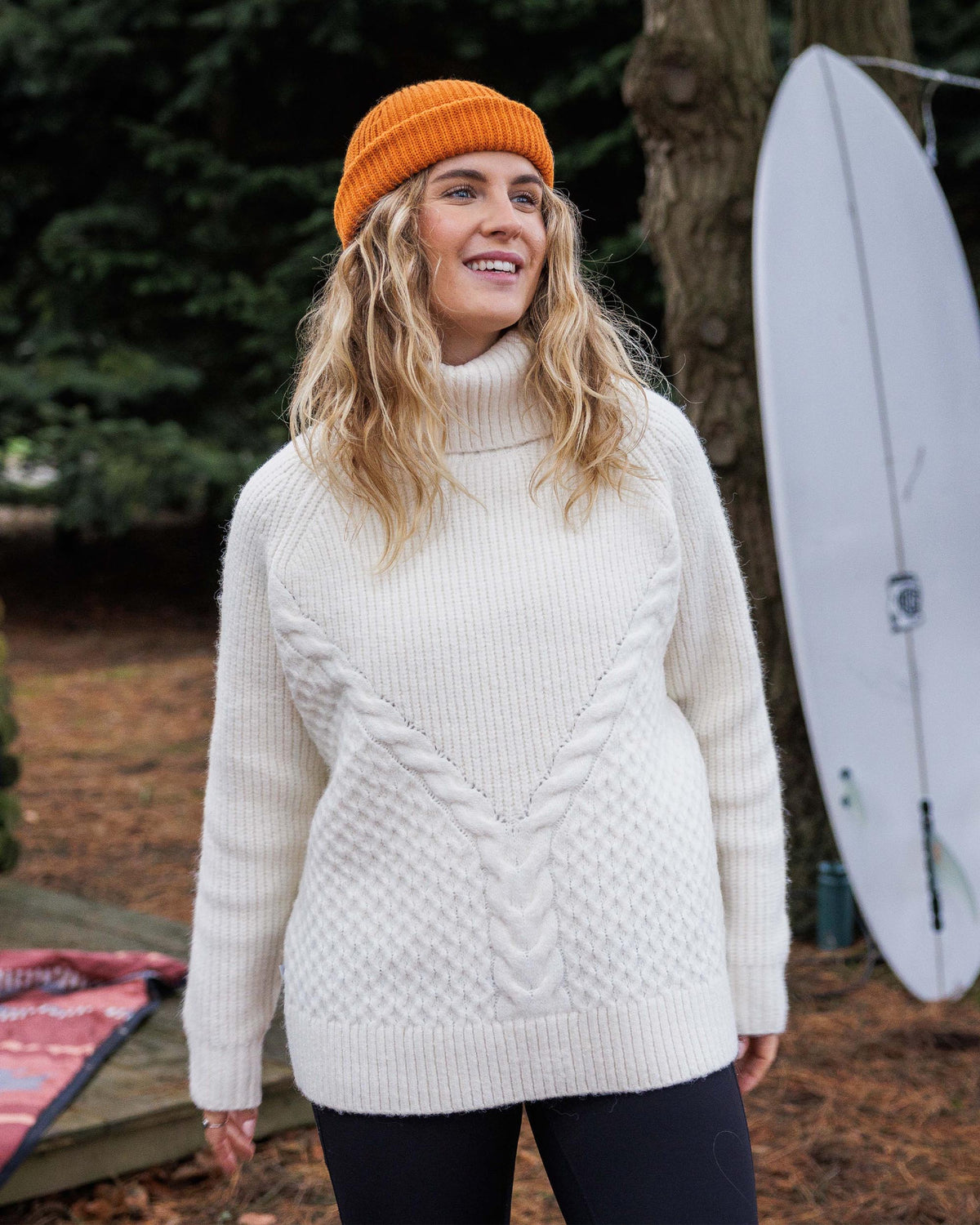Snuggle Knitted Polo Neck - Off White - Lifestyle