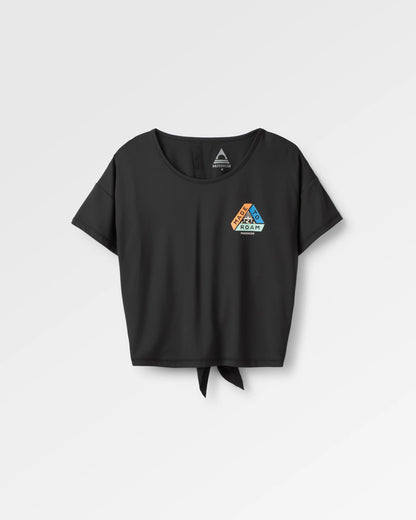 Chakra Tie Back Active T-Shirt - Black - Flatlay
