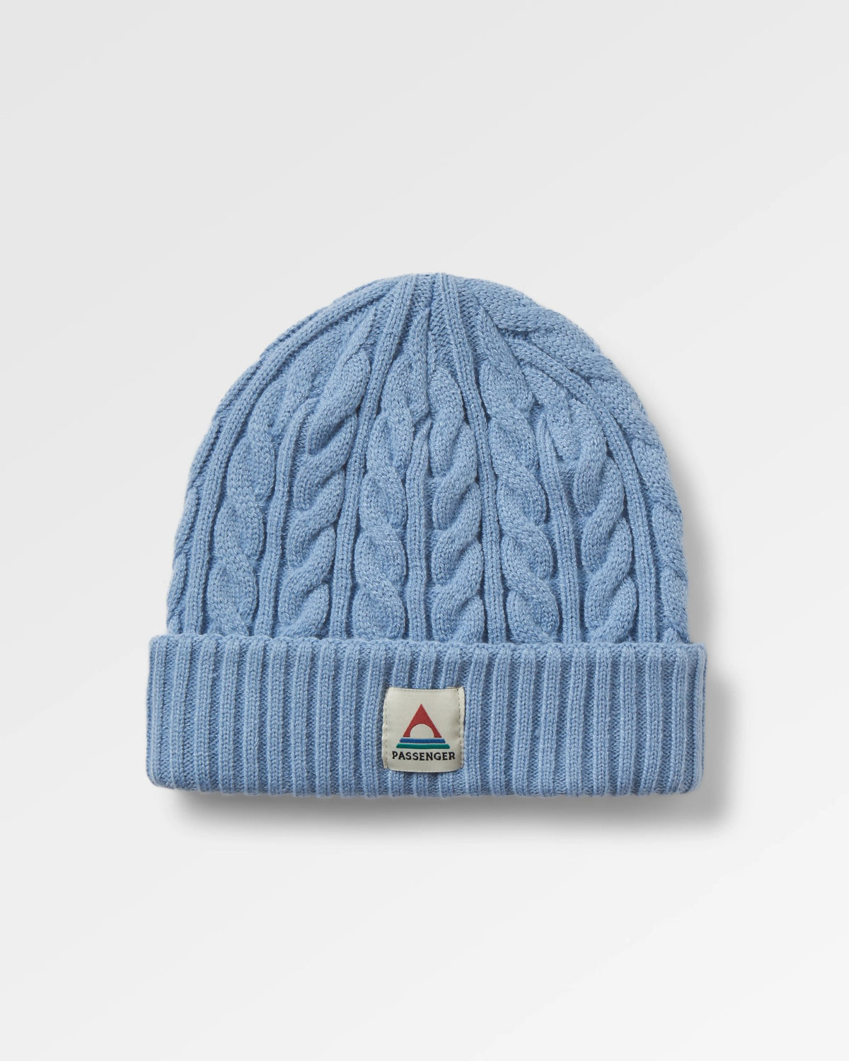 Fireside Cable Knit Beanie - Faded Denim - Flatlay
