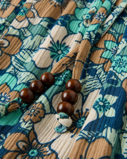 Dew EcoVero Woven Skirt - Vintage Floral Aqua - Flatlay