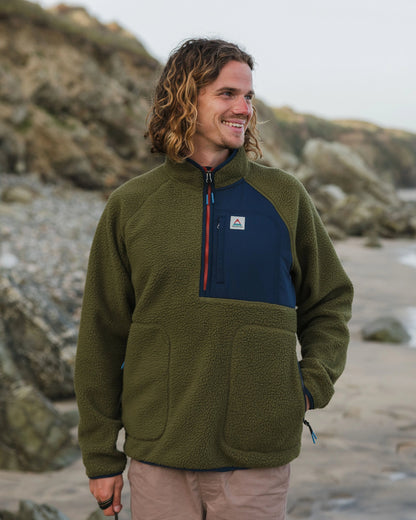 Offgrid 1/2 Zip Sherpa Fleece - Khaki - Lifestyle