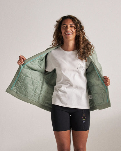 Mira Cotton Quilted Overshirt - Pistachio - Studio Model