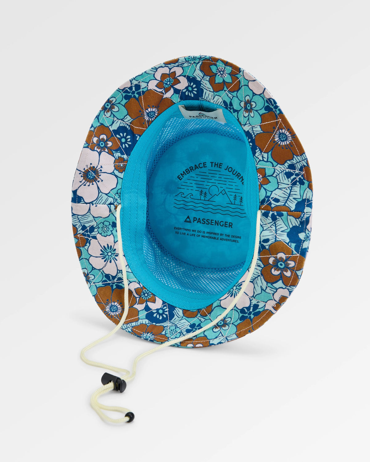 Shaded Bucket Hat - Vintage Floral Aqua - Flatlay