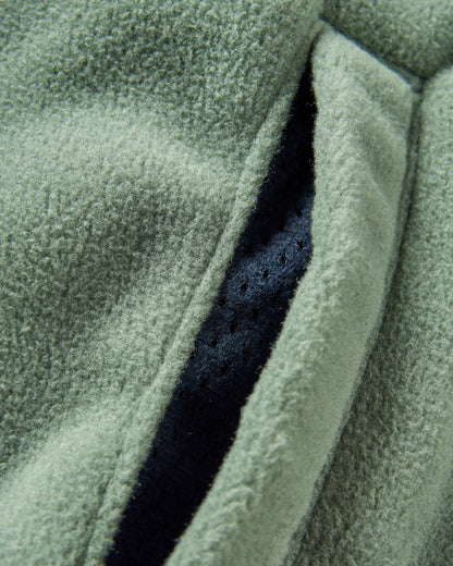 Woodland Hooded 1/2 Zip Polar Fleece - Black/ Dark Forest - Flatlay