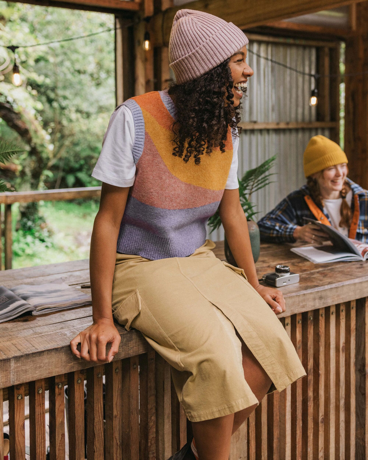 Avian Cord Midi Skirt - Biscuit - Lifestyle