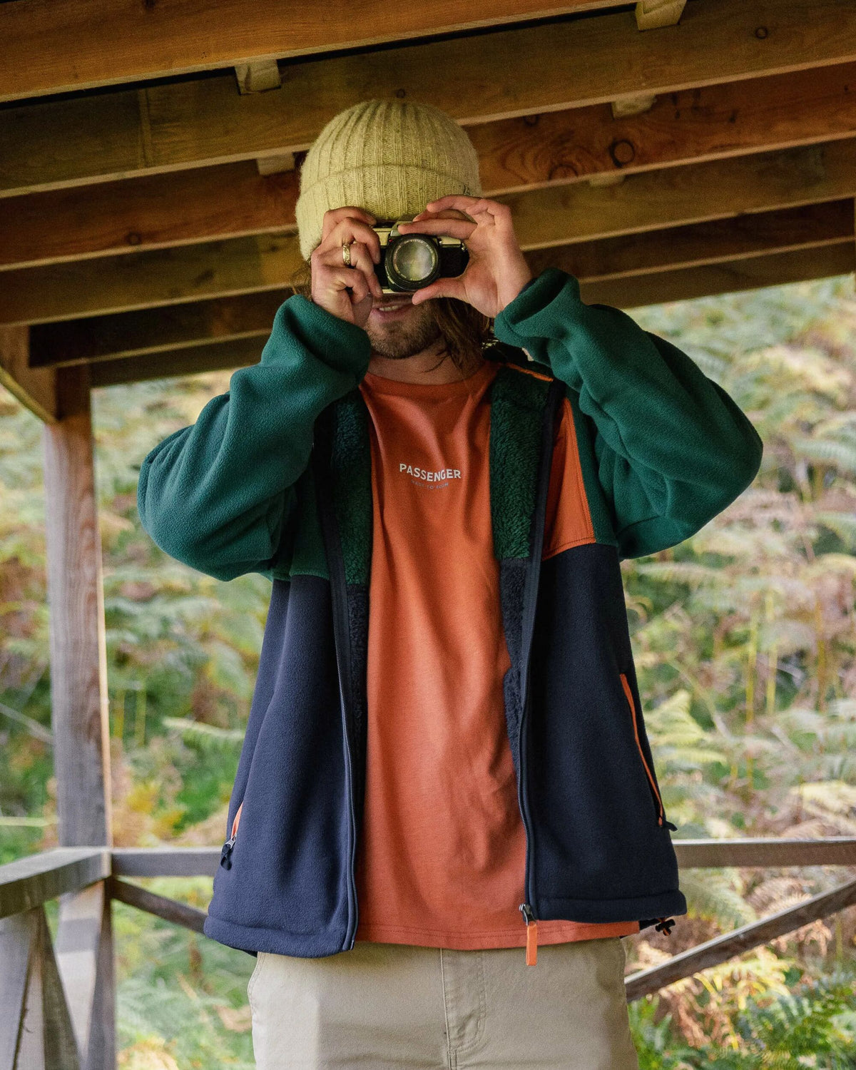 Loch Hooded Polar Fleece - Rain Forest/Rich Navy - Lifestyle