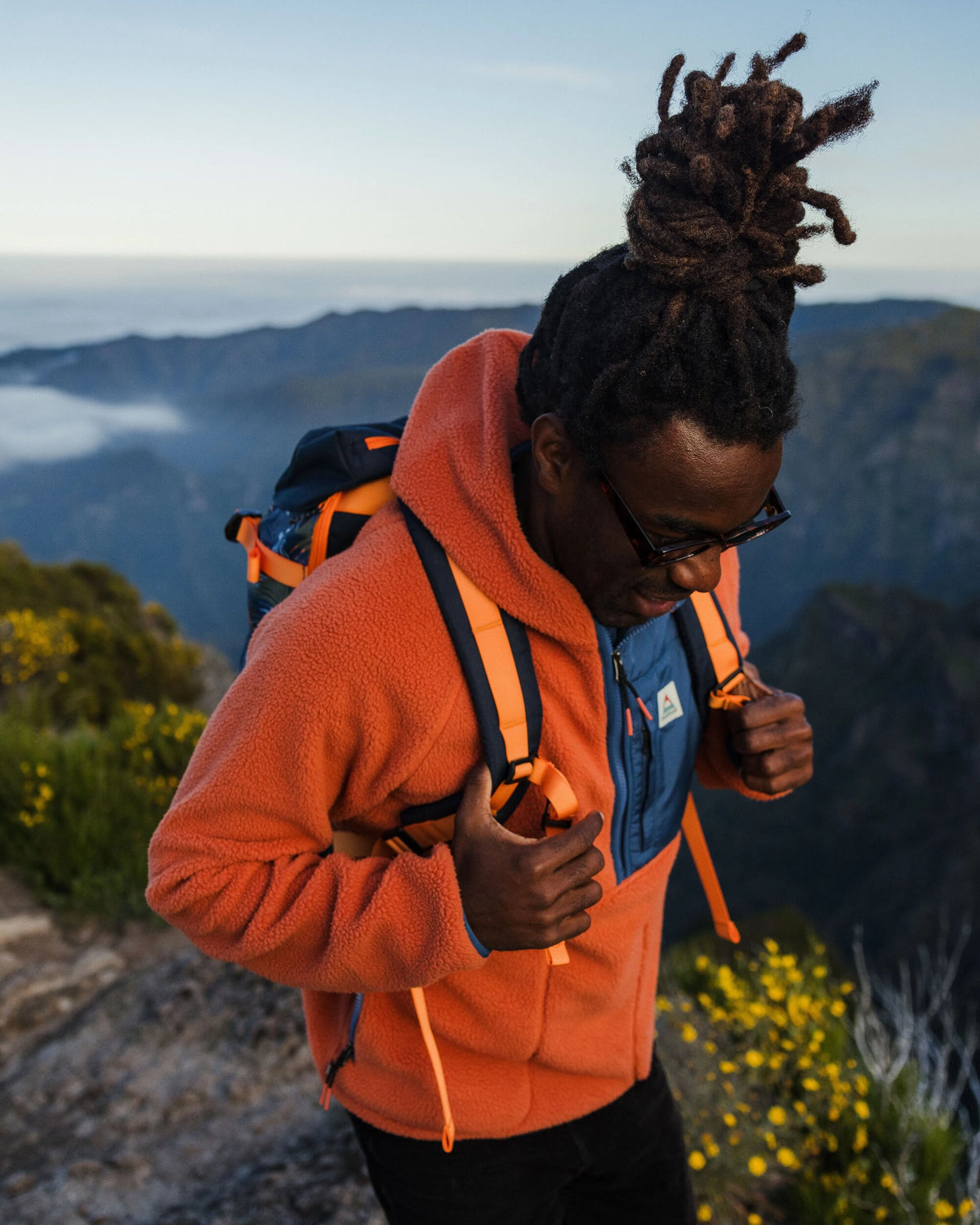 Ventura 1/2 Zip Sherpa Fleece - Baked Clay - Lifestyle