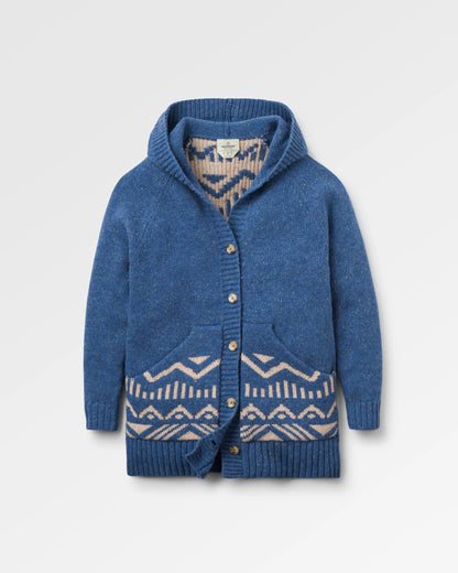 Snoozle Knitted Hooded Cardigan - Rich Nav - Flatlay