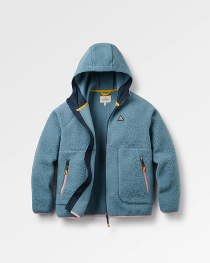 Home Full Zip Hooded Sherpa Fleece - Stormy Blue  - Flatlay