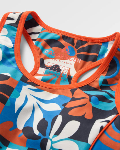 Mantra Active Crop Top - Mountain Foliage Blue - Flatlay