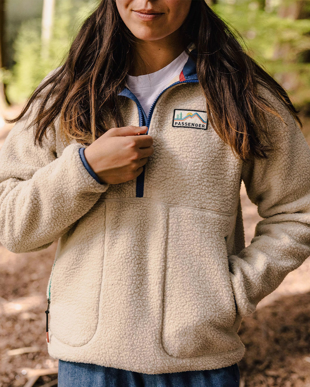 Maine 1/2 Zip Sherpa Fleece - Oatmeal - Lifestyle