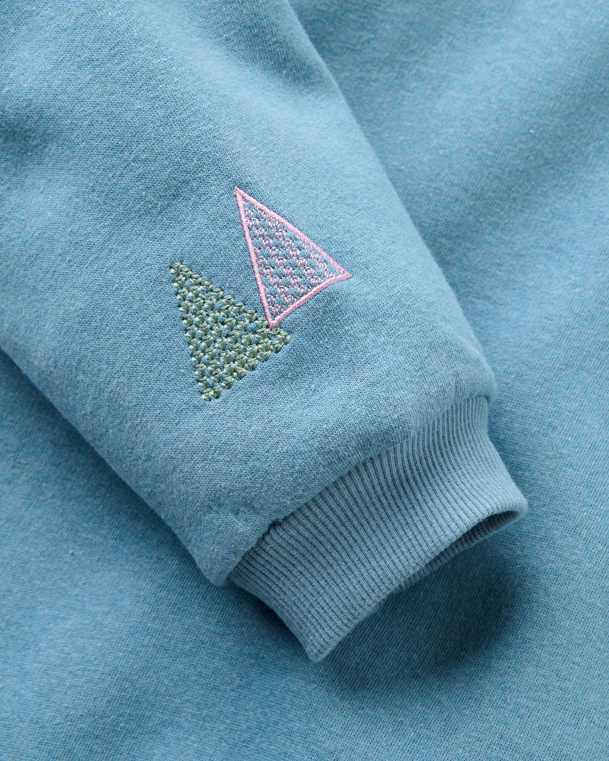 Slower Rhythms Embroidered Women's Cotton Sweatshirt - Stormy Blue - Flatlay