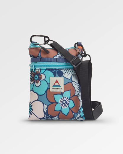 Journey Crossbody Bag - Vintage Floral Aqua - Flatlay