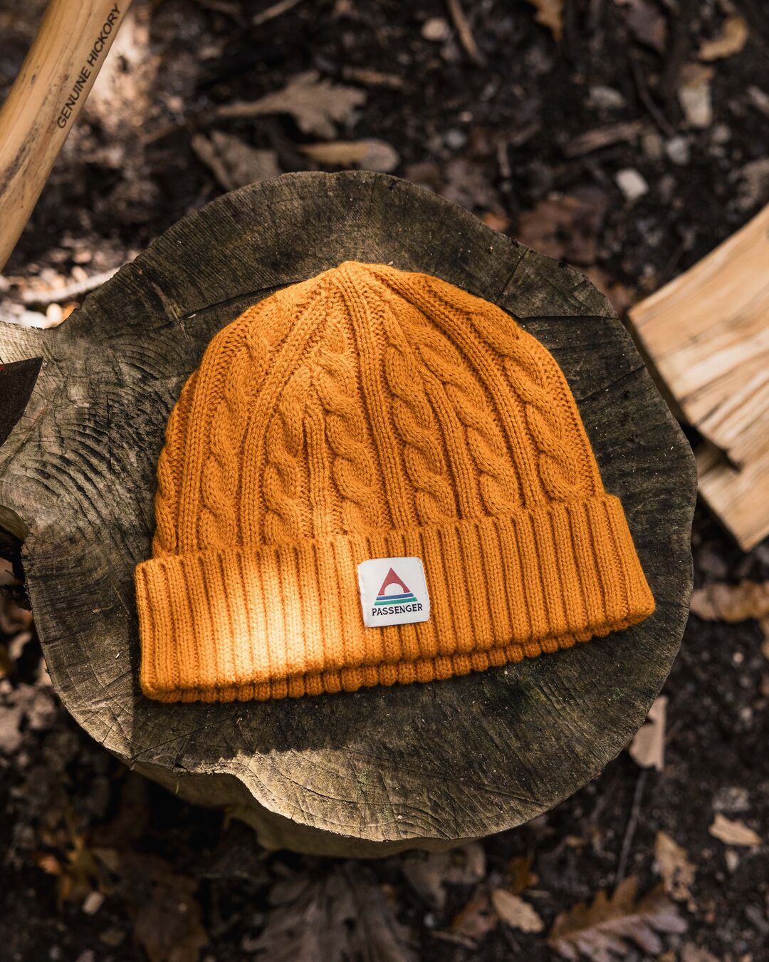 Fireside Cable Knit Beanie - Sunrise Orange - Lifestyle