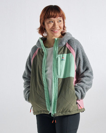 Lara Quilted Jacket - Grey Marl/Dusty Olive - Studio Model