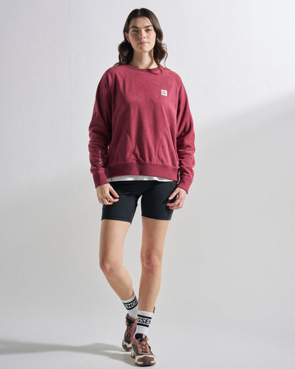 Ayla Micro Polartec® Crew Fleece - Maroon - Studio Model