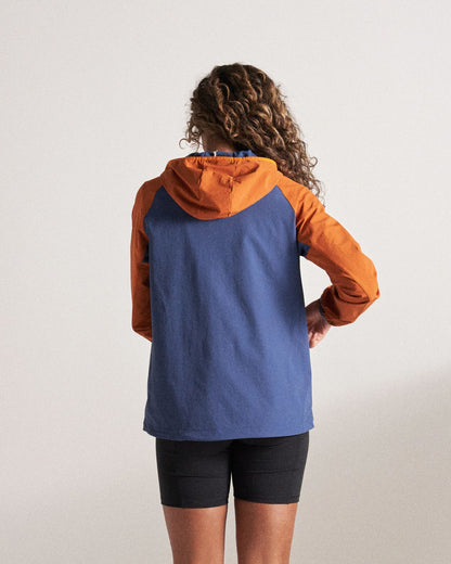 Ocean Light Softshell Anorak - Dark Denim/Sunset Orange - Studio Model