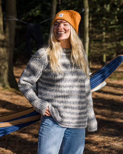 Mountainside Mock Neck Knitted Jumper - Multi Grey - Lifestyle