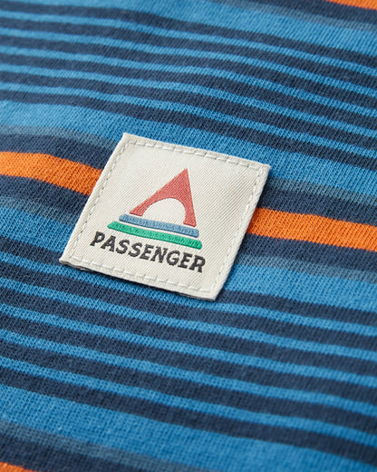 Retro Relaxed Fit T-Shirt - Azure Blue Multi Stripe - Flatlay