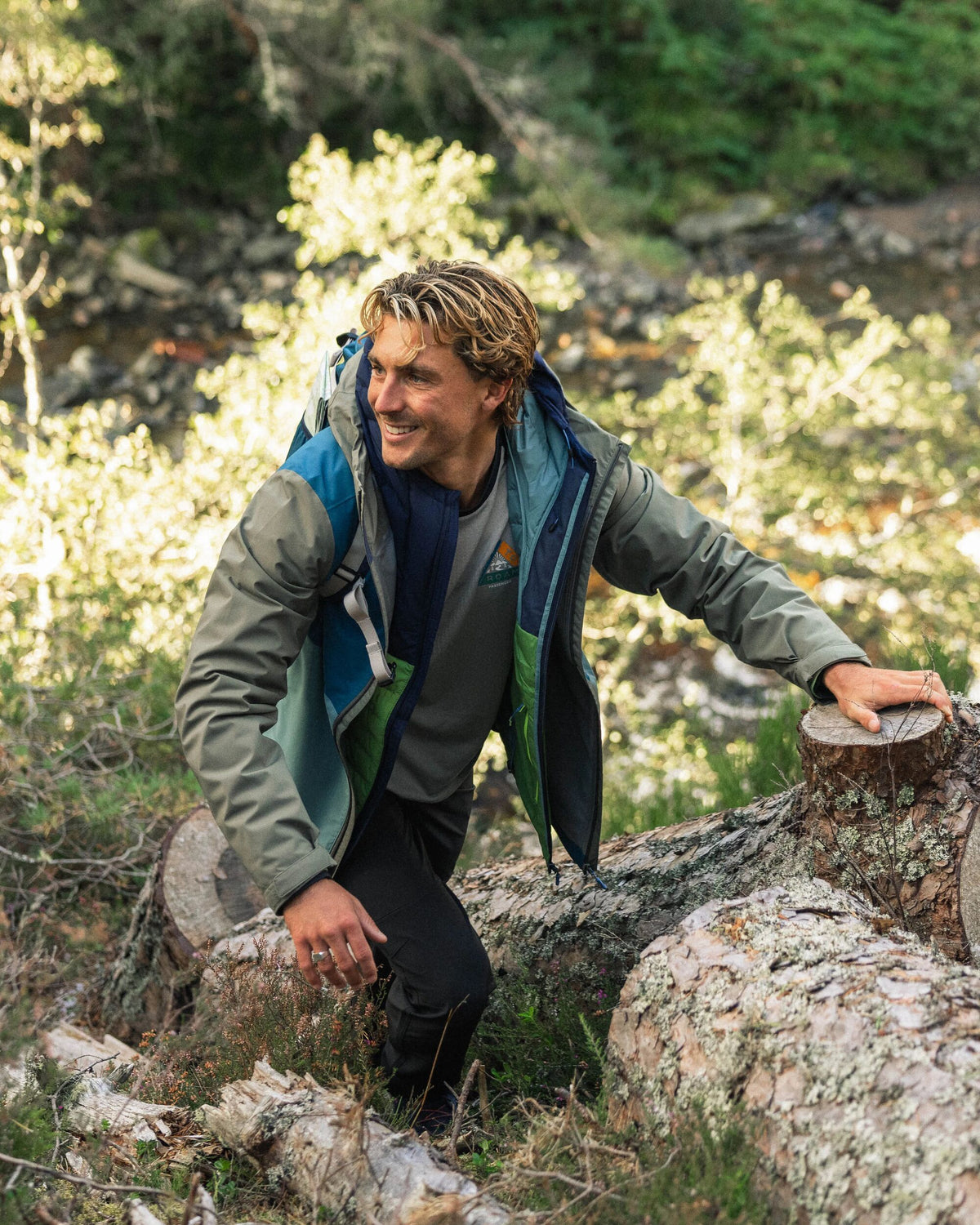 Downpour Waterproof Jacket - Tidal Blue/Arctic/Dusty Olive - Lifestyle