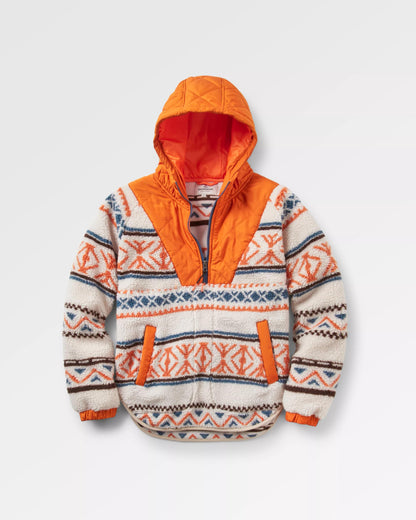 Beaumont Sherpa Hooded Fleece - Homespun Stripe Sunrise Orange - Flatlay