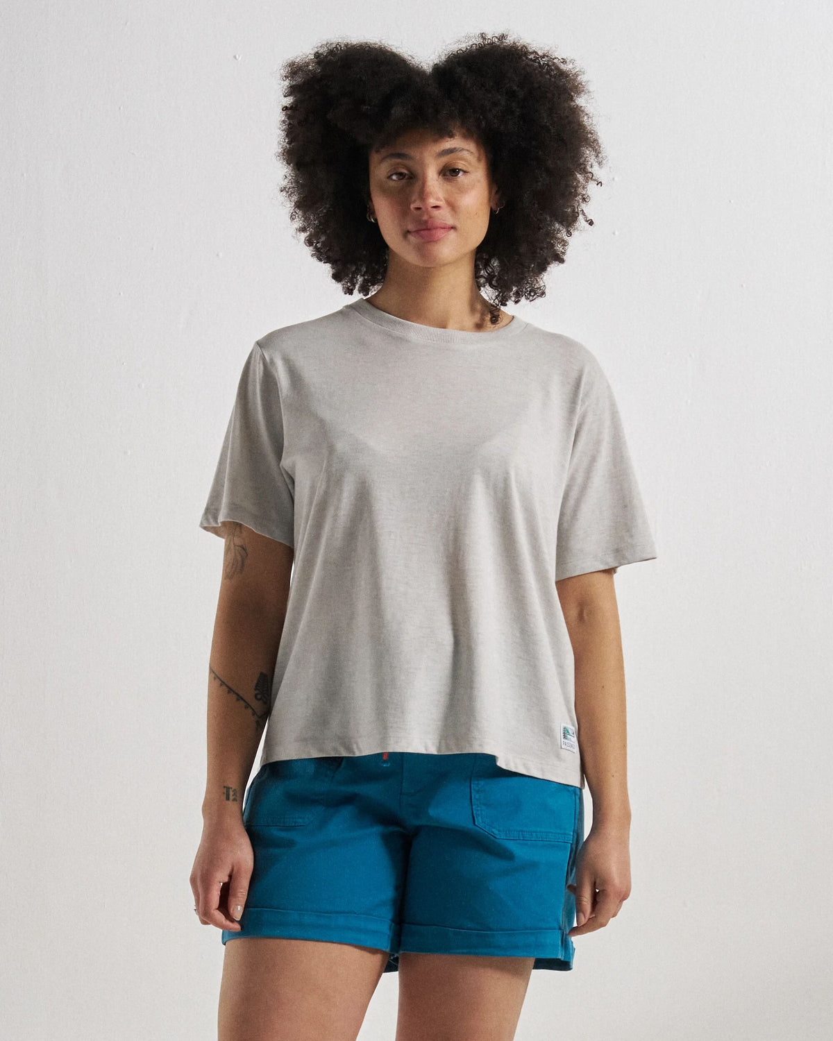 Legacy T-Shirt - Light Grey Marl - Studio Model