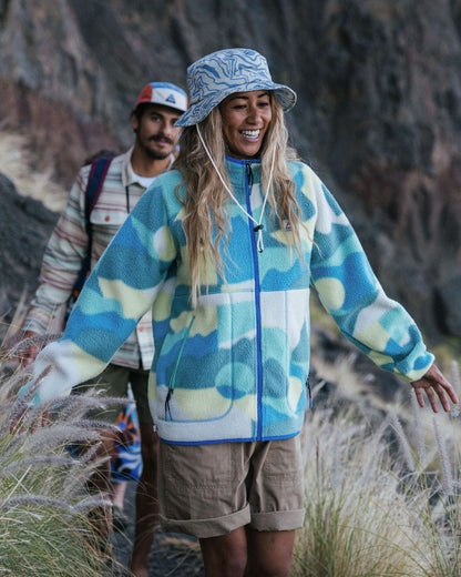 Fairbanks Full Zip Sherpa Fleece - Vista Patchwork Aqua - Lifestyle