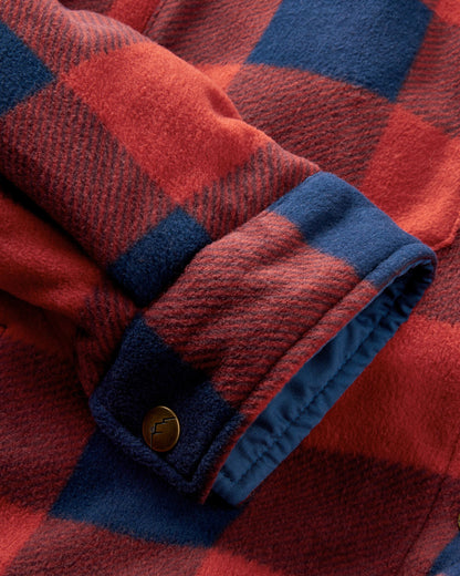 Orion Sherpa-Lined Polar Fleece Shirt - Red Ochre Buffalo - Flatlay