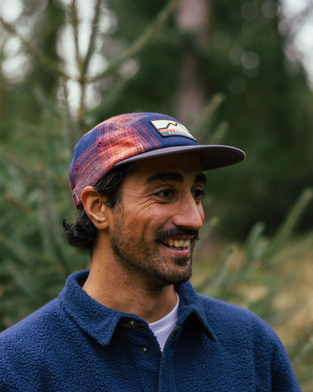 Fixie Flannel 5 Panel Cap - Rich Navy/ Red Ochre Check - Lifestyle - Male