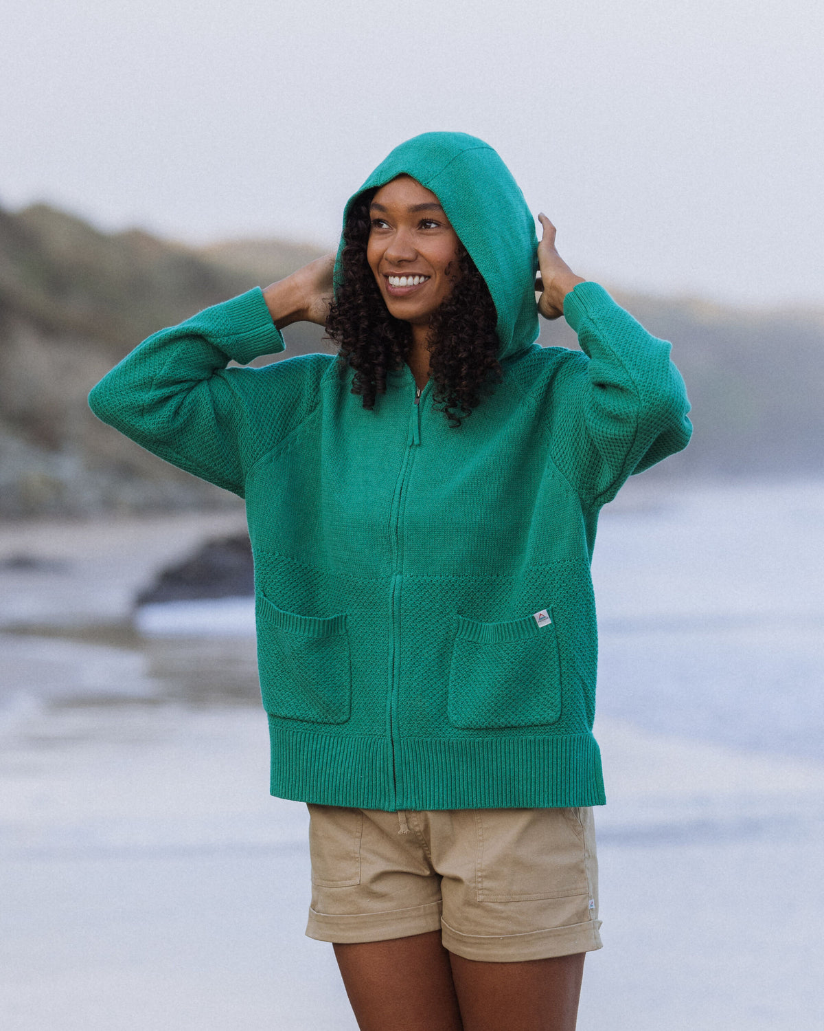 Cove Full Zip Knitted Hoodie - Greenlake - Lifestyle