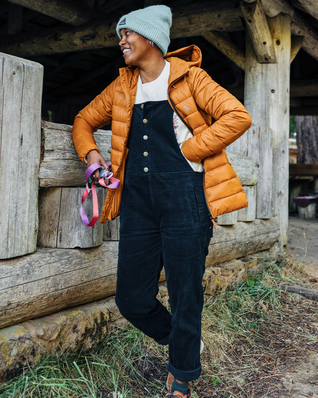 Tiaga Cord Dungarees - Deep Navy - Lifestyle