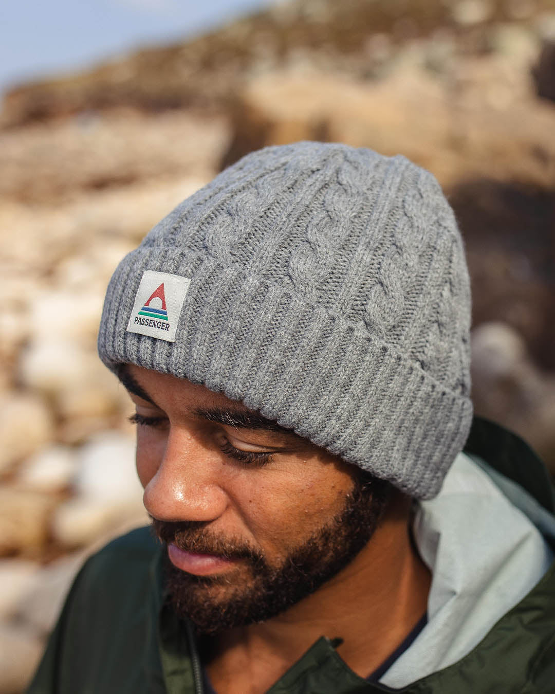 Fireside Cable Knit Beanie - Grey Marl - Lifestyle