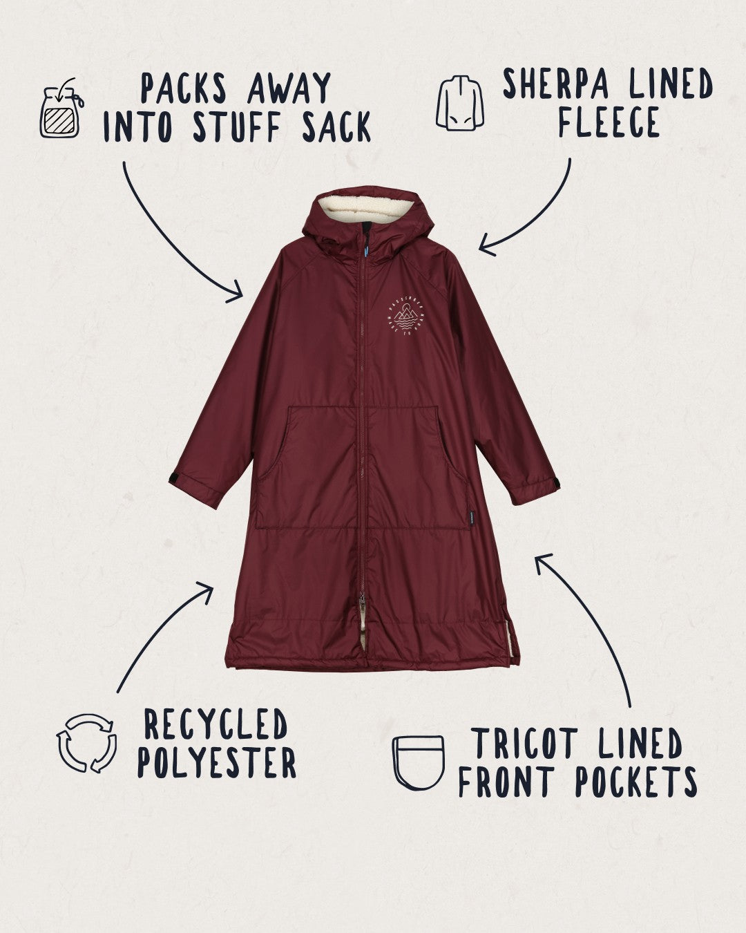 Male_Escapism Recycled Sherpa Lined Changing Robe - Windsor Wine