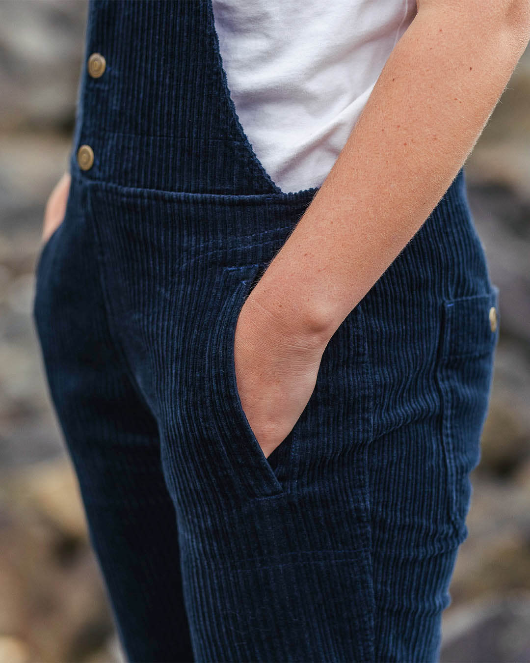 Tiaga Cord Dungarees - Deep Navy - Lifestyle