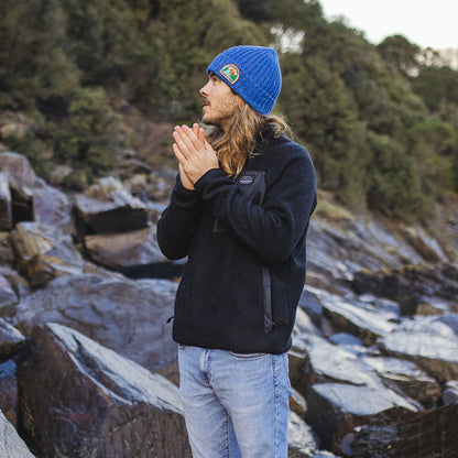 Katira Rib Knit Beanie - Blue Coral - Lifestyle