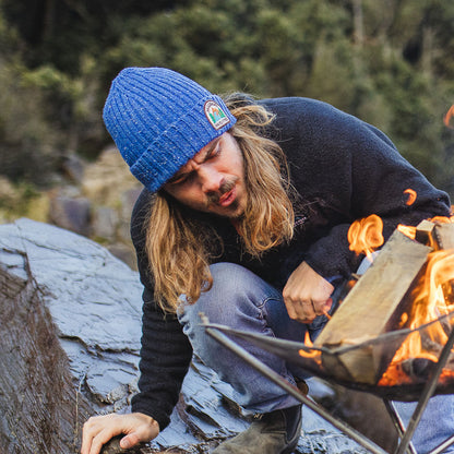 Katira Rib Knit Beanie - Blue Coral - Lifestyle