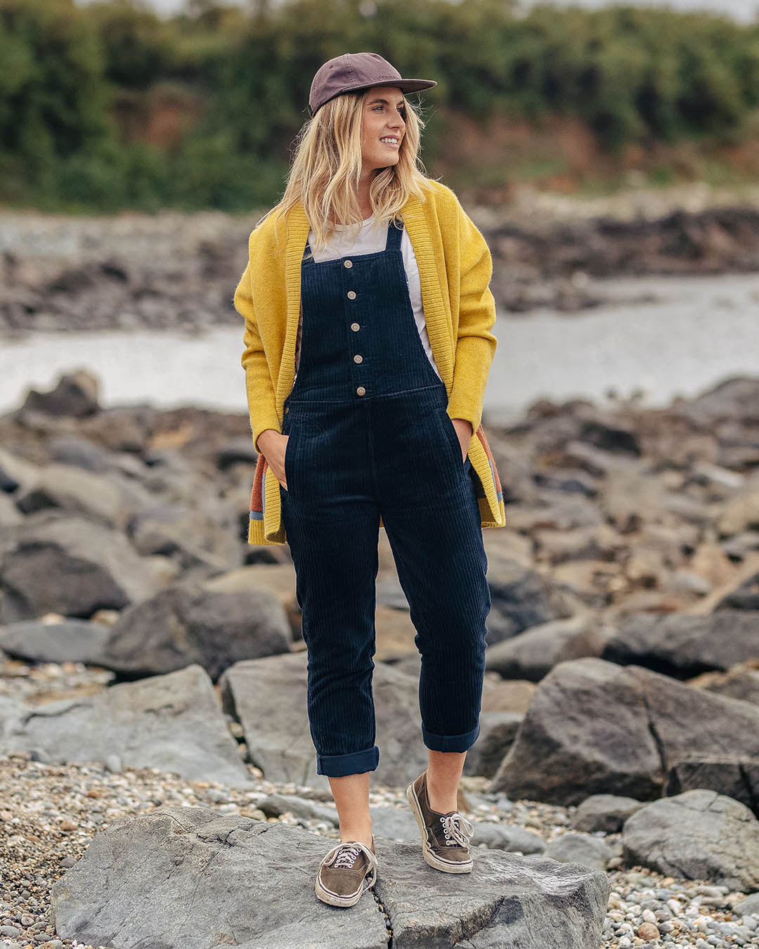 Tiaga Cord Dungarees - Deep Navy - Lifestyle