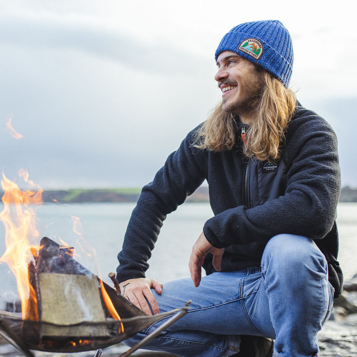 Katira Rib Knit Beanie - Blue Coral - Lifestyle