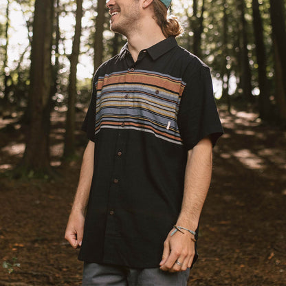 Ebb Organic Cotton Short Sleeve Shirt - Black Stripe - Lifestyle