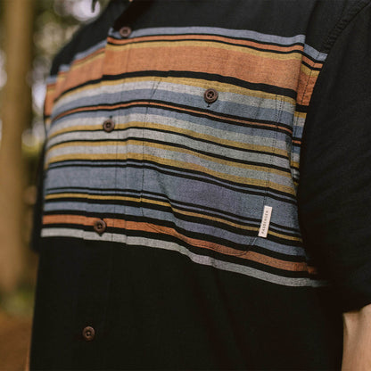 Ebb Organic Cotton Short Sleeve Shirt - Black Stripe - Lifestyle