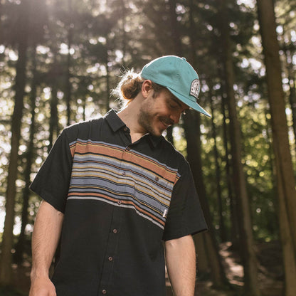 Ebb Organic Cotton Short Sleeve Shirt - Black Stripe - Lifestyle