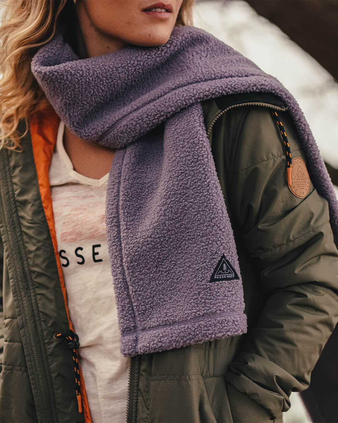 Snug Sherpa Fleece Scarf - Dusty Lilac - Lifestyle