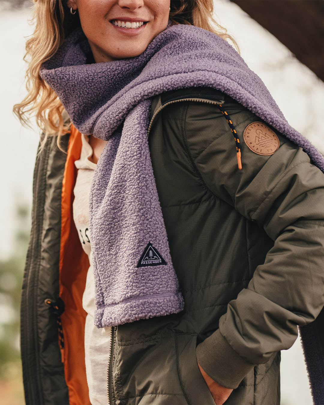 Snug Sherpa Fleece Scarf - Dusty Lilac - Lifestyle