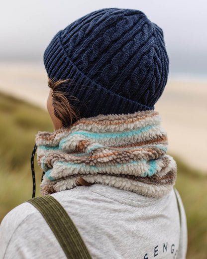 Mulled Sherpa Fleece Snood - Warm Ivory Geo Pattern - Lifestyle