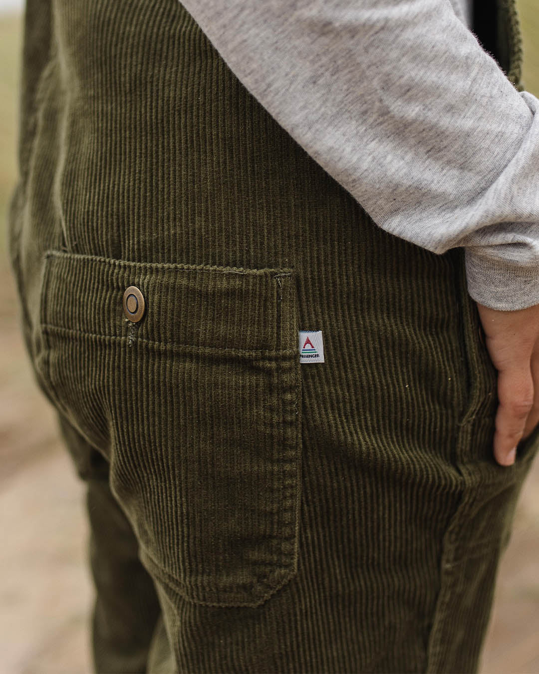Tiaga Cord Dungarees - Khaki - Lifestyle