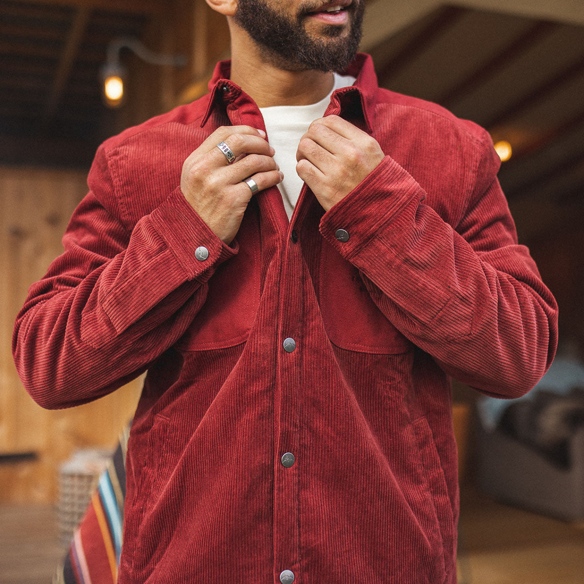 Kodiak Sherpa Lined Cord Overshirt - Russet Brown - Lifestyle