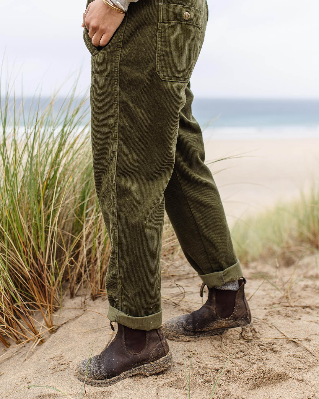 Tiaga Cord Dungarees - Khaki - Lifestyle