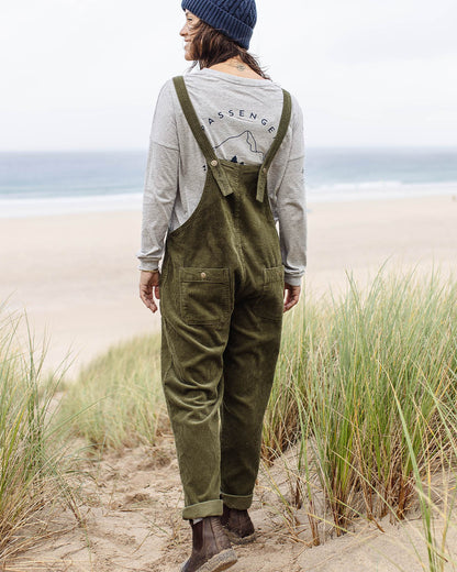 Tiaga Cord Dungarees - Khaki - Lifestyle